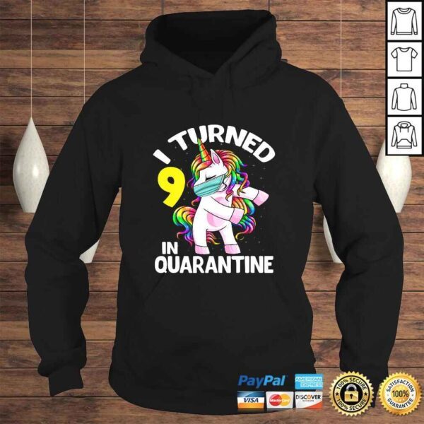 Official I Turned 9 In Quarantine Flossing Unicorn 9th Birthday Gift Shirt - Image 4