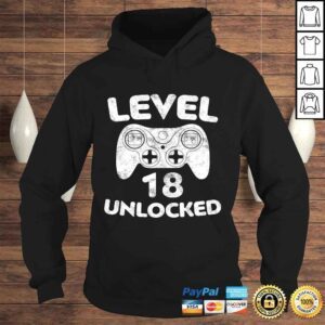 Hoodie Official Level 18 Unlocked Shirt 18th Video Gamer Birthday TShirt Gift