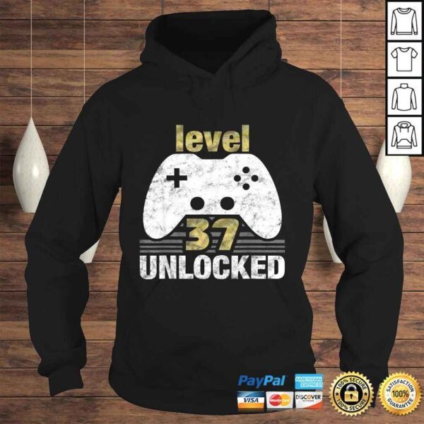 Official Level 37 Unlocked 37th Birthday 37 Year Old Gift for Gamers TShirt - Image 4