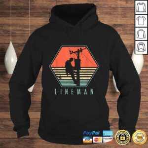 Hoodie Official Mens Lineman Shirt Vintage Retro Electrician Gift Top