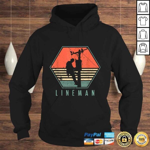 Official Mens Lineman Shirt Vintage Retro Electrician Gift Top - Image 4