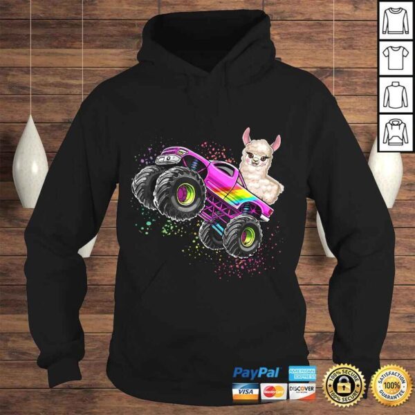 Official Monster Truck Llama Birthday Party Monster Truck Girl T-shirt - Image 4