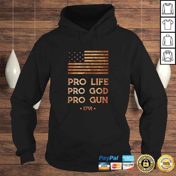 Official Pro Life Pro God Pro Gun - Right to Bear Arms 13 Star Flag TShirt - Image 4