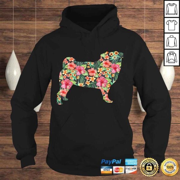 Official Pug Flower Funny Dog Silhouette Floral Gifts Women Men Shirt - Image 4