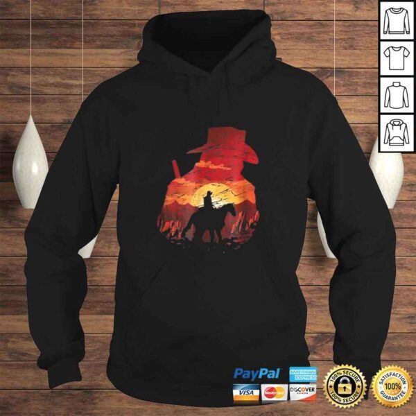 Official Sunset Cowboy RDR2 Cool Gaming T-shirt - Image 4