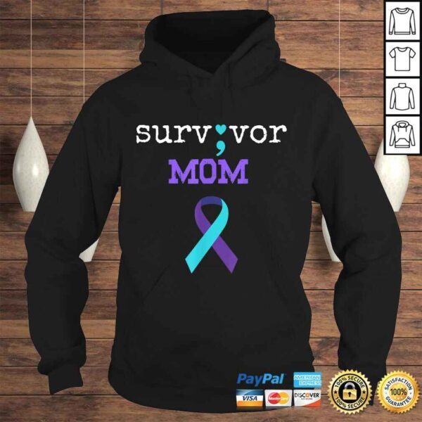 Official Survivor Mom - Semicolon Gift Suicide Prevention Awareness Shirt - Image 4