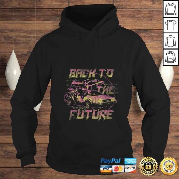 Official Womens Back To The Future Neon Fade DeLorean Gift TShirt - Image 4