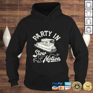 Hoodie Party In Slow Motion Funny Men Women Boating Pontoon Boat VNeck TShirt