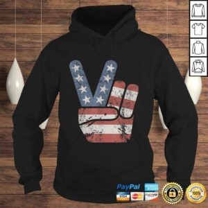 Hoodie Peace Sign American Flag Vintage USA Shirt