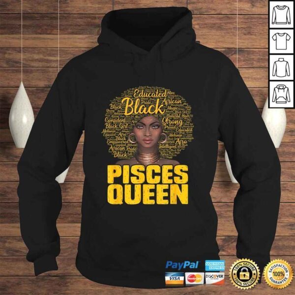 Pisces Queen Black Woman Afro Natural Hair African American V-Neck T-Shirt - Image 4