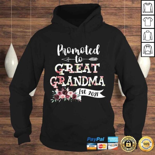 Promoted to Great Grandma Est 2021 New Grandma To Be Tee Shirt - Image 4