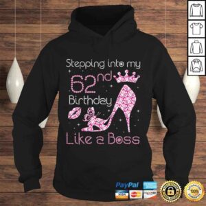 Hoodie Queen Stepping Into My 62nd Birthday Like A Boss Born 1958 VNeck TShirt