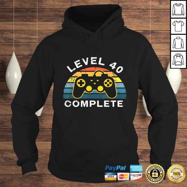 Retro 40th Birthday Gamer Shirt Level 40 Complete Shirt - Image 4