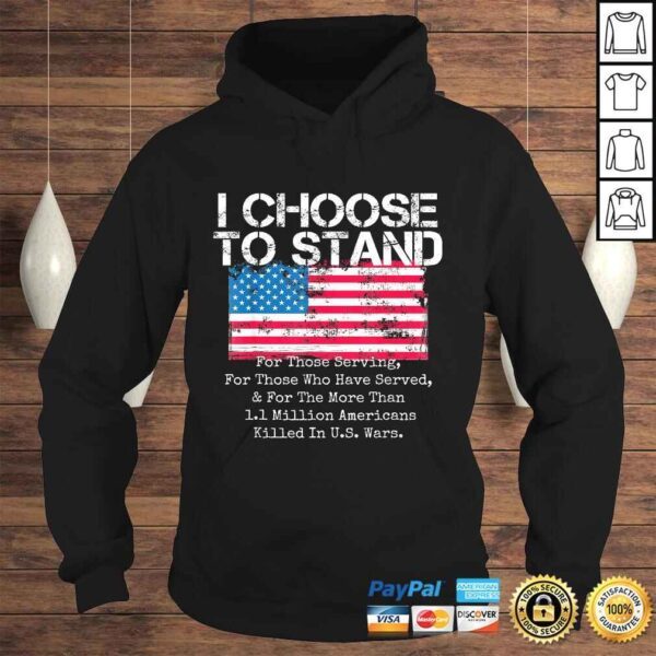 Retro American Flag I Choose to Stand National Anthem Quote TShirt - Image 4