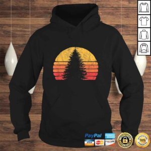 Hoodie Retro Sun Minimalist Pine Tree Design Graphic 80s TShirt