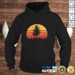 Hoodie Retro Sun Minimalist Pine Tree Vintage Graphic Long Sleeve Gift TShirt