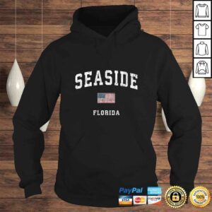 Hoodie Seaside Florida FL Vintage American Flag Sports Design SweaShirt