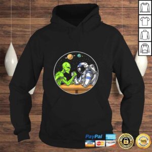 Hoodie Space Alien Astronaut Arm Wrestling Funny Cosmic Tee Shirt