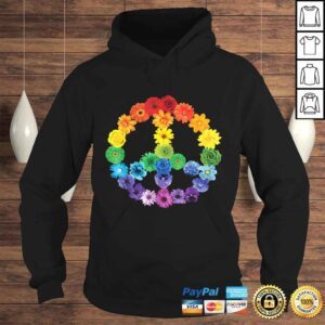 Hoodie Spring Flowers Peace Sign Gerbera Daisies Roses Rainbow TShirt