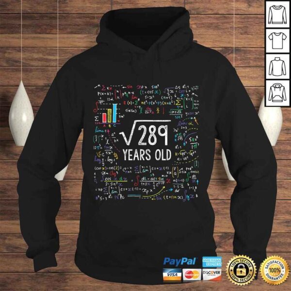 Square Root Of 289 17th Birthday 17 Year Old Gifts Math Bday Shirt - Image 4