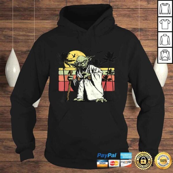 Star Wars Yoda Retro Striped Vintage Sunset Beach Tee T-Shirt - Image 4