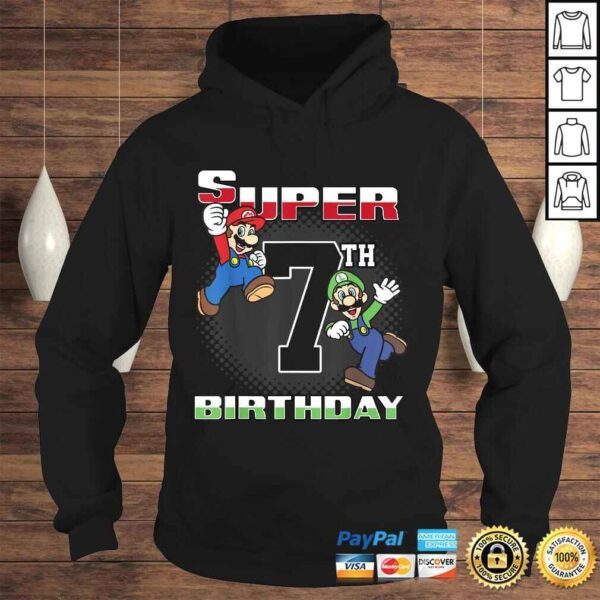 Super Mario And Luigi Super Birthday 7th Birthday PortraiShirt - Image 4