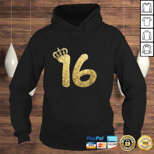 Sweet 16th Birthday Shirt Gifts for Girls Sixteen Gold - Image 4