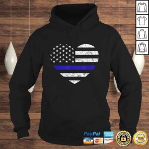 Hoodie Thin Blue Line American Flag Heart Police Shirt