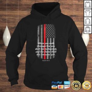 Hoodie Thin Red Line Firefighter Bible Verse American Flag Tee Shirt