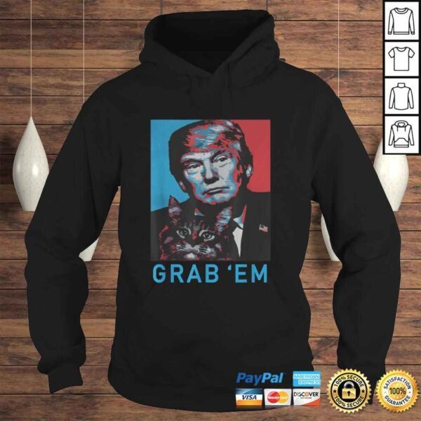 Trump Cat Grab' Em Vintage Retro Trump Gift TShirt - Image 4