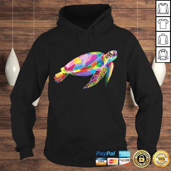 Turtle Shirt Colorful Floating Turtle Geometric Animal Tee - Image 4