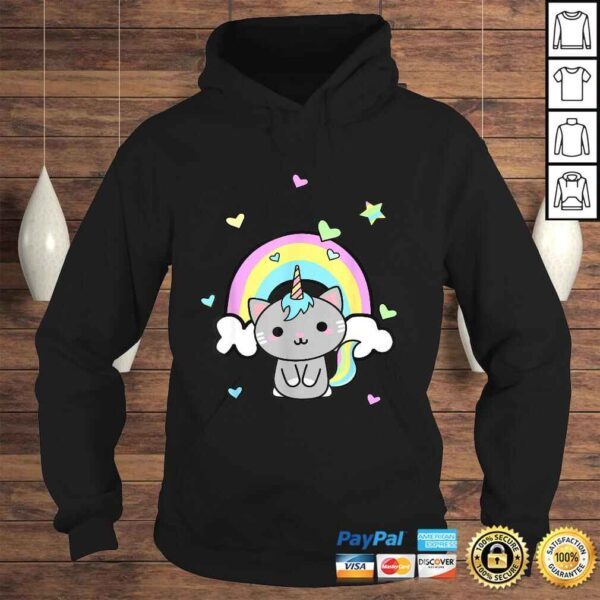 Unicorn Cat Rainbow Caticorn Kittycorn cute Kawaii V-Neck T-Shirt - Image 4