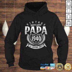 Hoodie Vintage 80th Birthday Papa Gift Since 1940 Dad VNeck TShirt