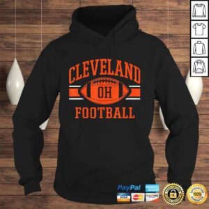 Hoodie Vintage Distressed ClevelandFootball Ohio Retro Brown CLE Tee Shirt