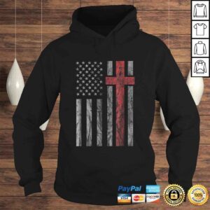 Hoodie Vintage Distressed USA Flag Christian Shirt Patriotic Tee 2