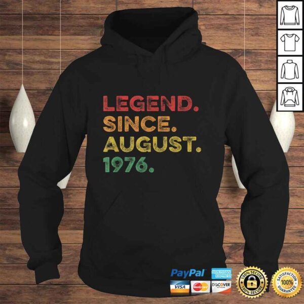 Vintage Legend August 1976 44 Years Old 44th Birthday V-Neck T-Shirt - Image 4