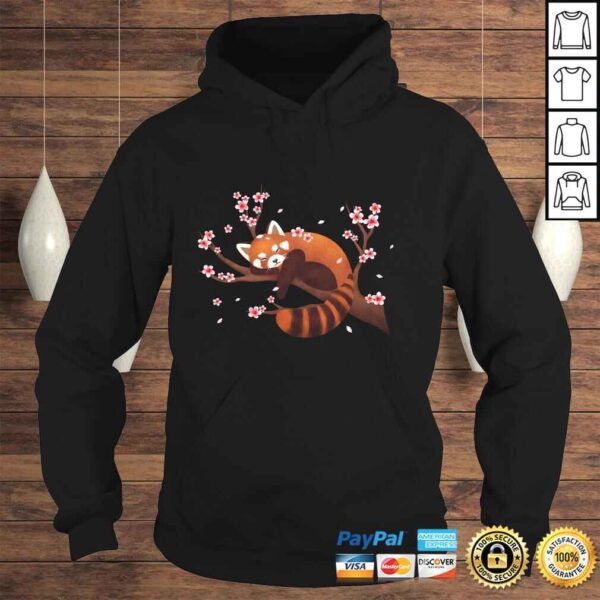 Vintage Red Panda Japanese Cherry Blossom Flower Hoodie - Image 4