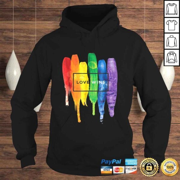 Watercolor Love Wins Rainbow Paint Typographic Shirts - Image 4