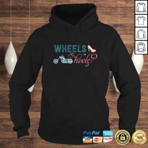 Hoodie Wheels or Heels Motorcycle Gender Reveal Party Shirt