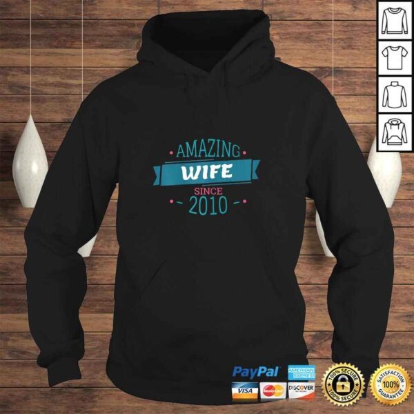 Womens 10 Years Anniversary Amazing Wife Since 2010 Wedding Gift TShirt - Image 4