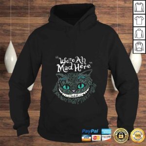 Hoodie Womens Cheshire Alice Cat Were All Mad Here Wonderland VNeck TShirt