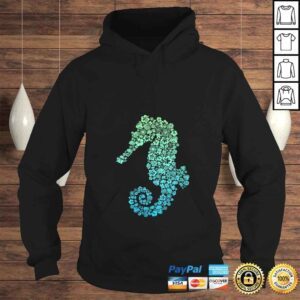 Hoodie Womens Cute Blue Sea Animal of Floral Plant Flowers Gift Seahorse TShirt