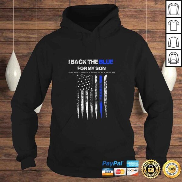 Womens I Back The Blue for My Son thin blue line police mom - Image 4