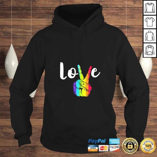 Womens Love Peace Sign Rainbow LGBT Lesbian Gay Pride Shirt - Image 4