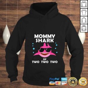 Hoodie Womens Mommy Shark of Two Announcement Mothers Day TShirt Gift