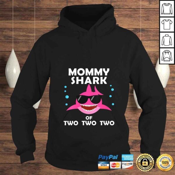 Womens Mommy Shark of Two Announcement Mothers Day TShirt Gift - Image 4