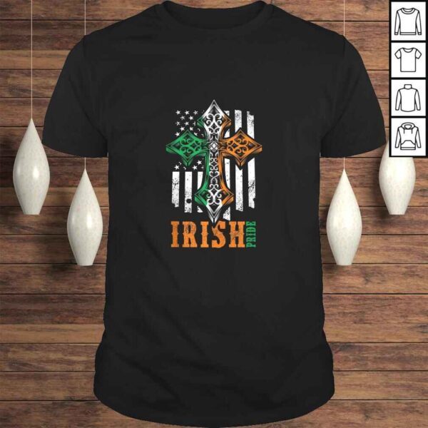 Irish American Flag Celtic cross V-Neck T-Shirt