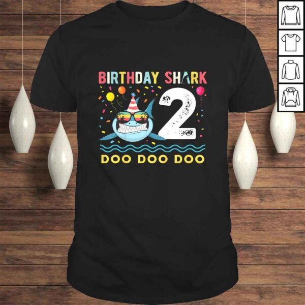 Kids 2 Year Old Birthday Shark Boys and Girls TShirt Gift