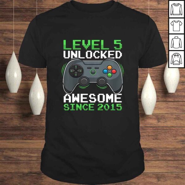 Kids Level 5 Unlocked 5 Years Old Video Gamer Birthday Gift Boys TShirt