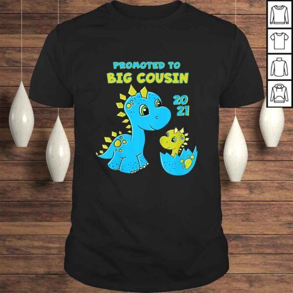 Kids Promoted to Big Cousin 2021 Shirt Boy Dinosaur TShirt